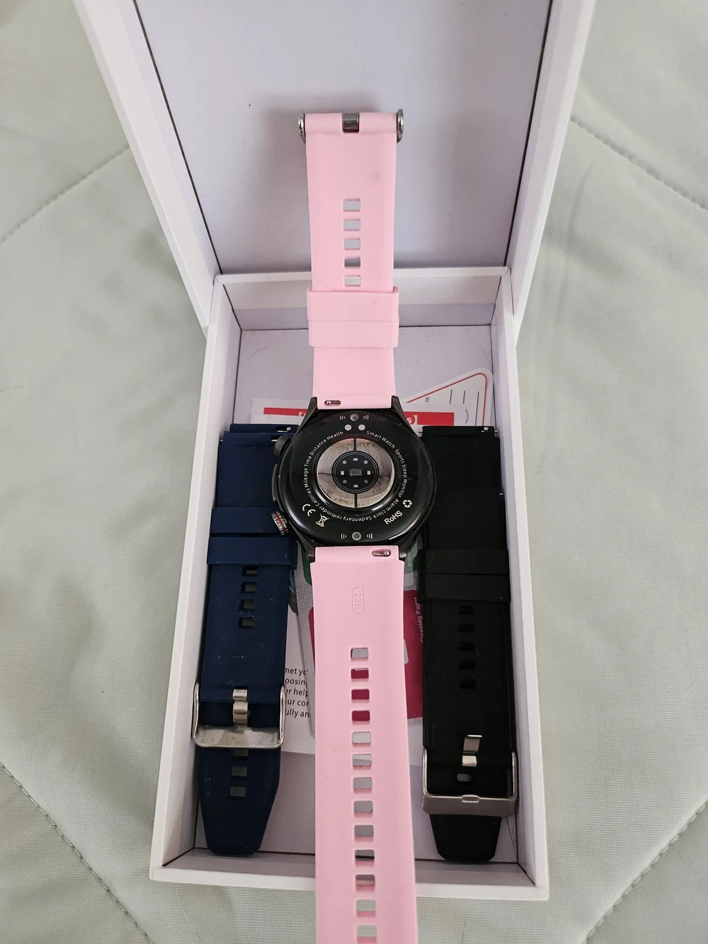 Smart Fitness Watch with Pink Silicone Band